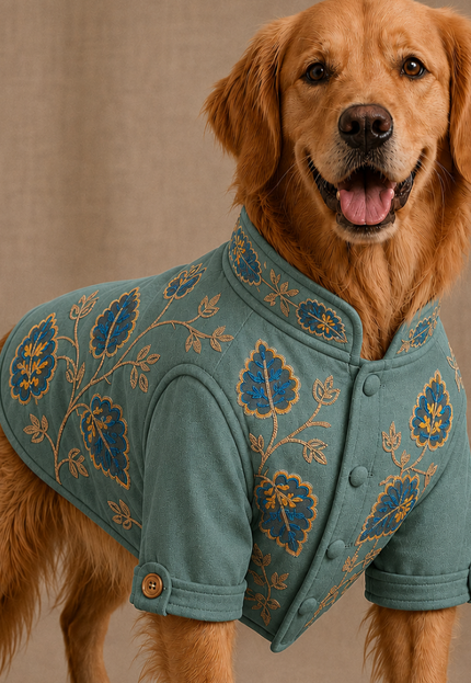 ⁠BADHAI HO DOG BUNDI KURTA SET- TURQUOISE