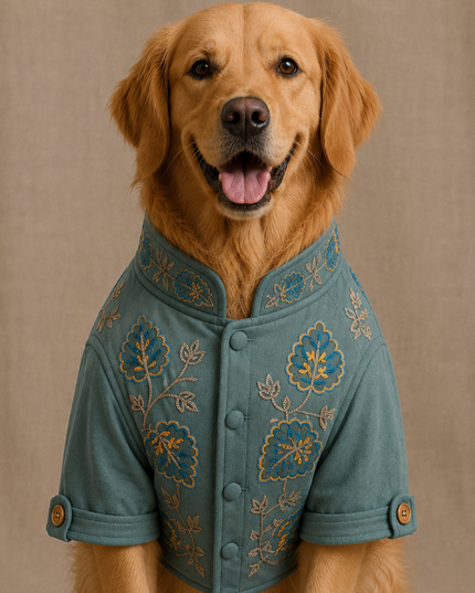 ⁠BADHAI HO DOG BUNDI KURTA SET- TURQUOISE