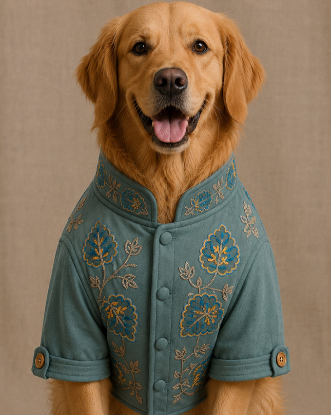 ⁠BADHAI HO DOG BUNDI KURTA SET- TURQUOISE