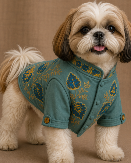 ⁠BADHAI HO DOG BUNDI KURTA SET- TURQUOISE