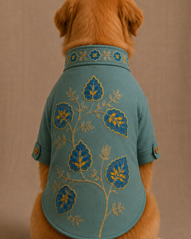 ⁠BADHAI HO DOG BUNDI KURTA SET- TURQUOISE