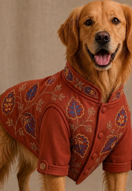 ⁠BADHAI HO DOG BUNDI KURTA SET- RED