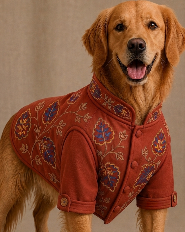 ⁠BADHAI HO DOG BUNDI KURTA SET- RED