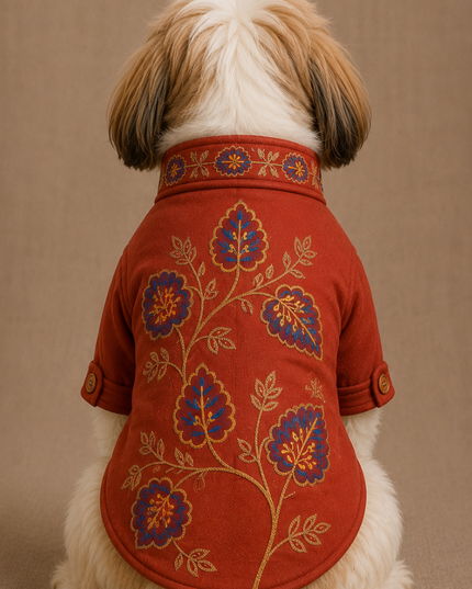 ⁠BADHAI HO DOG BUNDI KURTA SET- RED