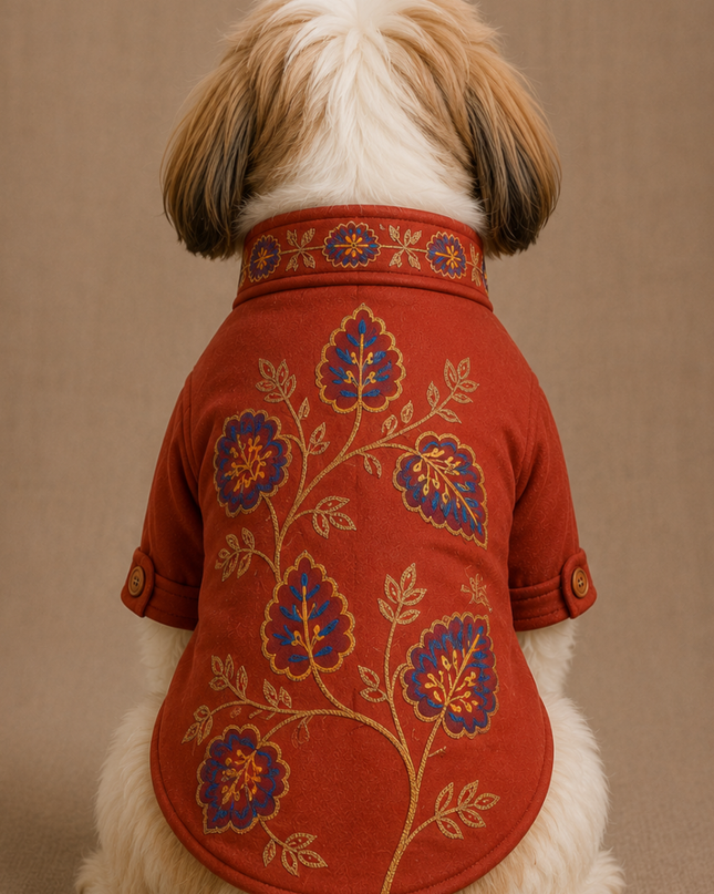 ⁠BADHAI HO DOG BUNDI KURTA SET- RED