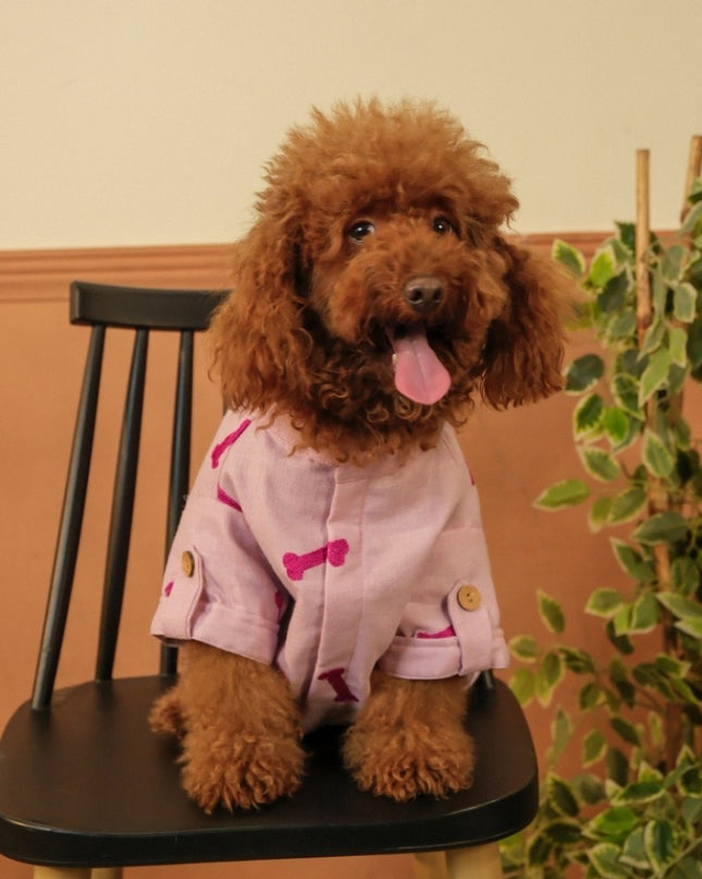 BONE EMBROIDERY DOG KURTA- LAVENDER