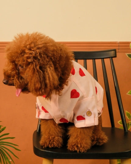LINEN HEART EMBROIDERY DOG KURTA- BABY PINK