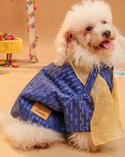 FURWALI FESTIVE DOG KURTA WITH DUPATTA- ROYAL BLUE