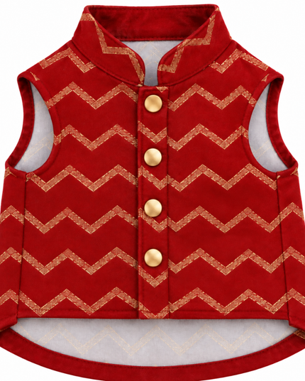 Jashn Crimson Red Cat Sherwani