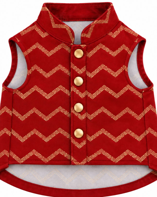 Jashn Crimson Red Cat Sherwani