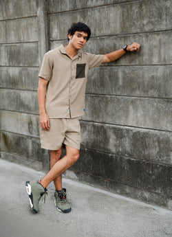 Beige Drift Co-ord Men Shorts