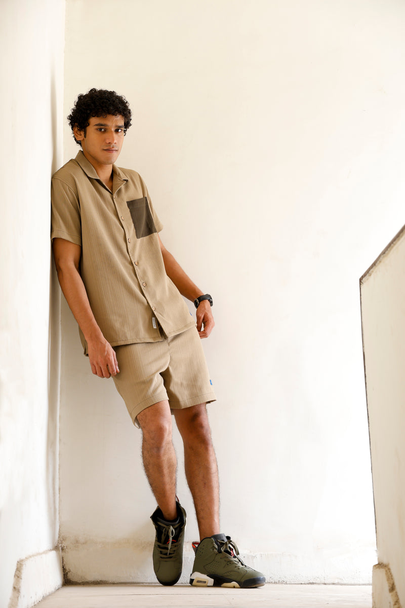 Beige Drift Co-ord Men Shorts