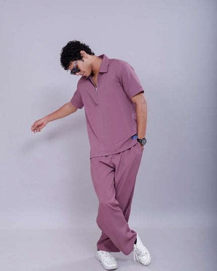 Mauve Polo Co-Ord Men Pants