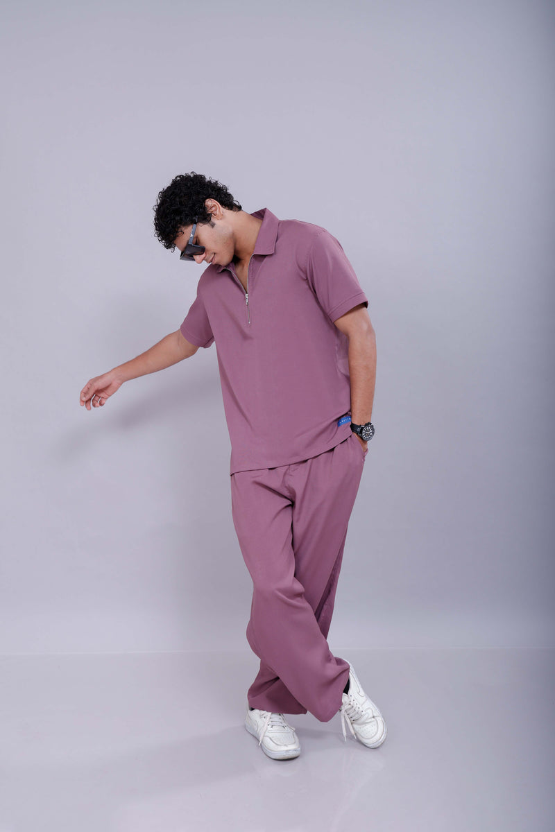 Mauve Polo Co-Ord Men Pants