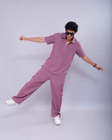 Mauve Polo Co-Ord Men Pants