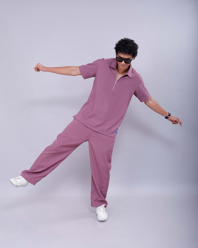 Mauve Polo Co-Ord Men Pants
