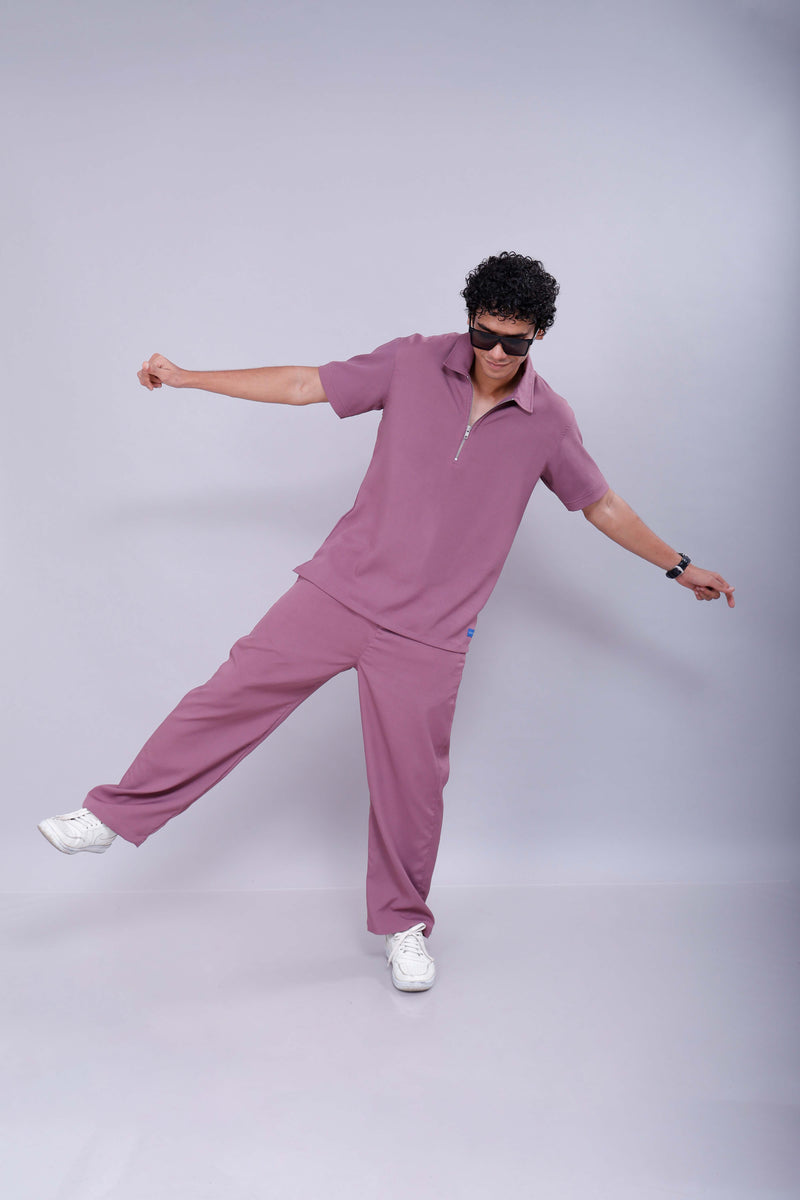 Mauve Polo Co-Ord Men Pants