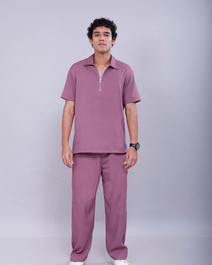 Mauve Polo Co-Ord Men Pants