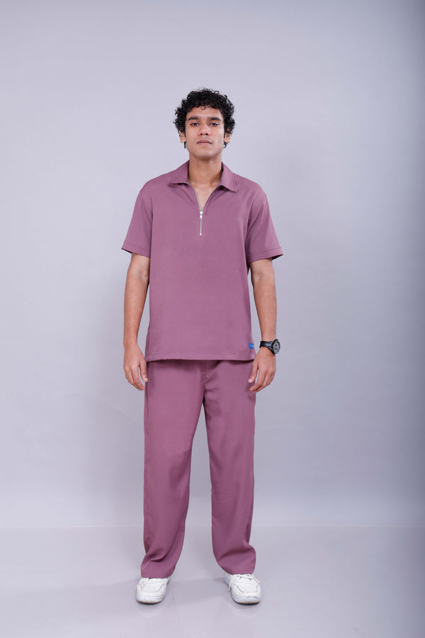 Mauve Polo Co-Ord Men Pants