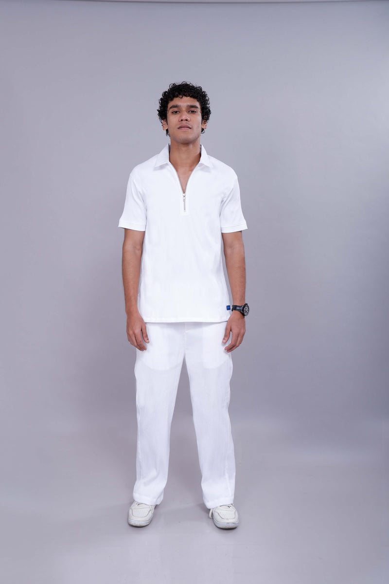 White Polo Co-Ord Men Pants