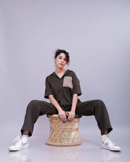 Olive Camo Co-Ord Women Pants