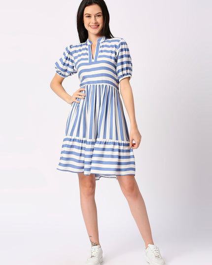 Blue Candy Stripe Dress