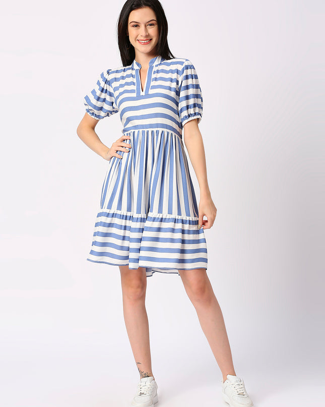 Blue Candy Stripe Dress