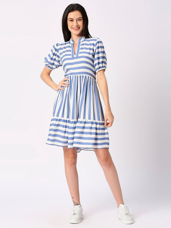Blue Candy Stripe Dress