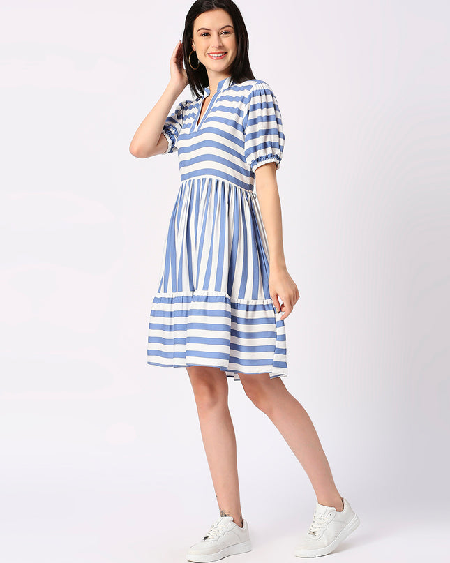 Blue Candy Stripe Dress