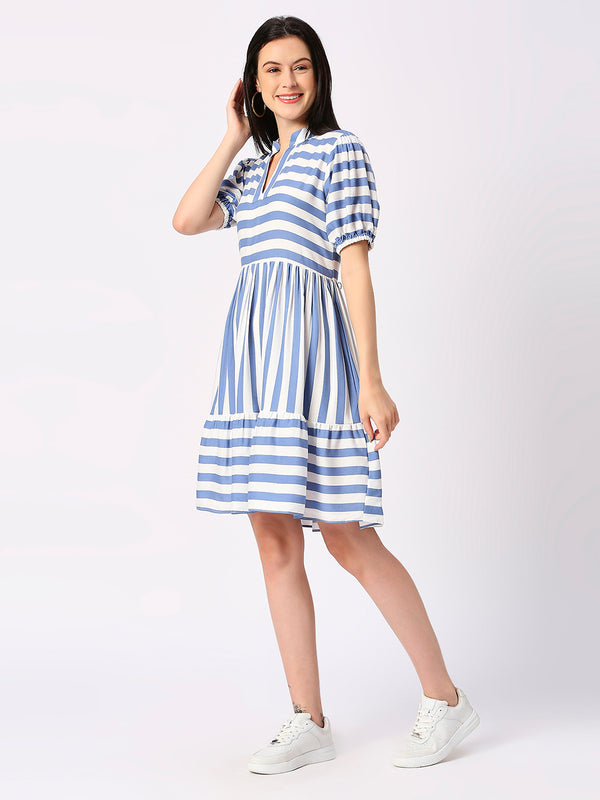 Blue Candy Stripe Dress