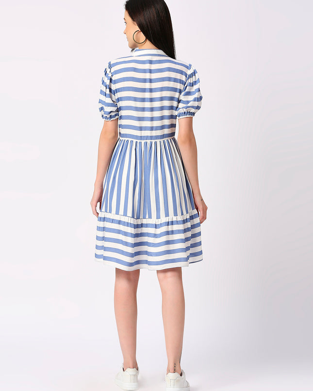 Blue Candy Stripe Dress
