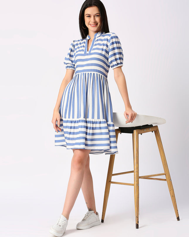 Blue Candy Stripe Dress