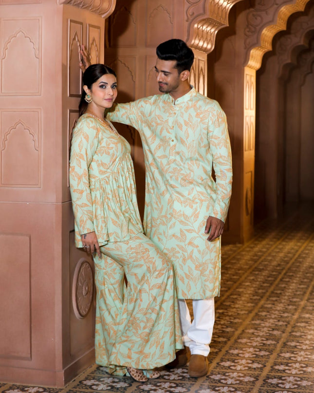 PISTACHIO FLORAL FESTIVE COUPLE
