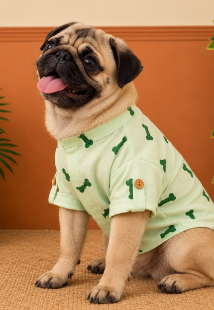 BONE EMBROIDERY DOG KURTA- MINT GREEN