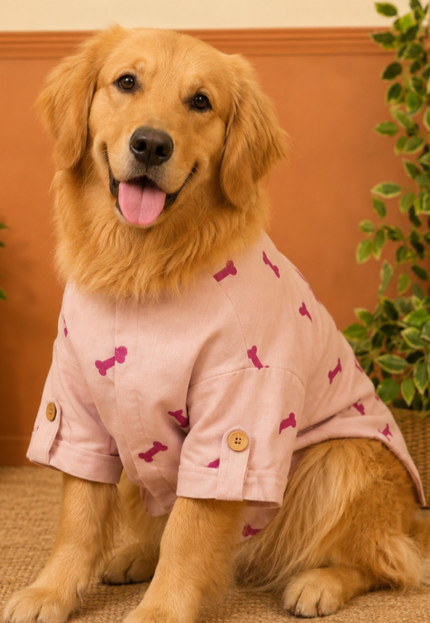 BONE EMBROIDERY DOG KURTA- LAVENDER
