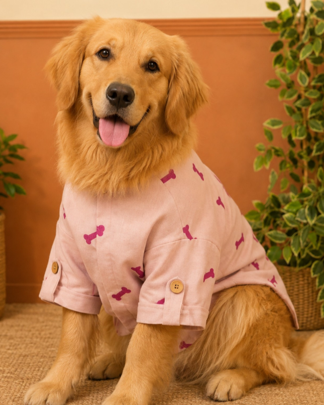 BONE EMBROIDERY DOG KURTA- LAVENDER