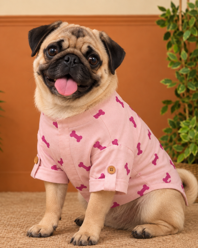 BONE EMBROIDERY DOG KURTA- LAVENDER