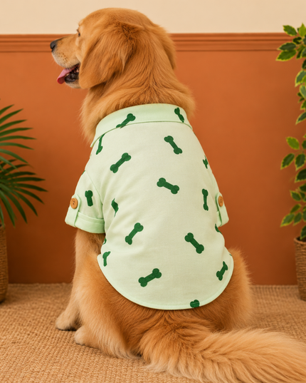BONE EMBROIDERY DOG KURTA- MINT GREEN