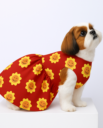 SMILING  SUNFLOWER DOG DRESS