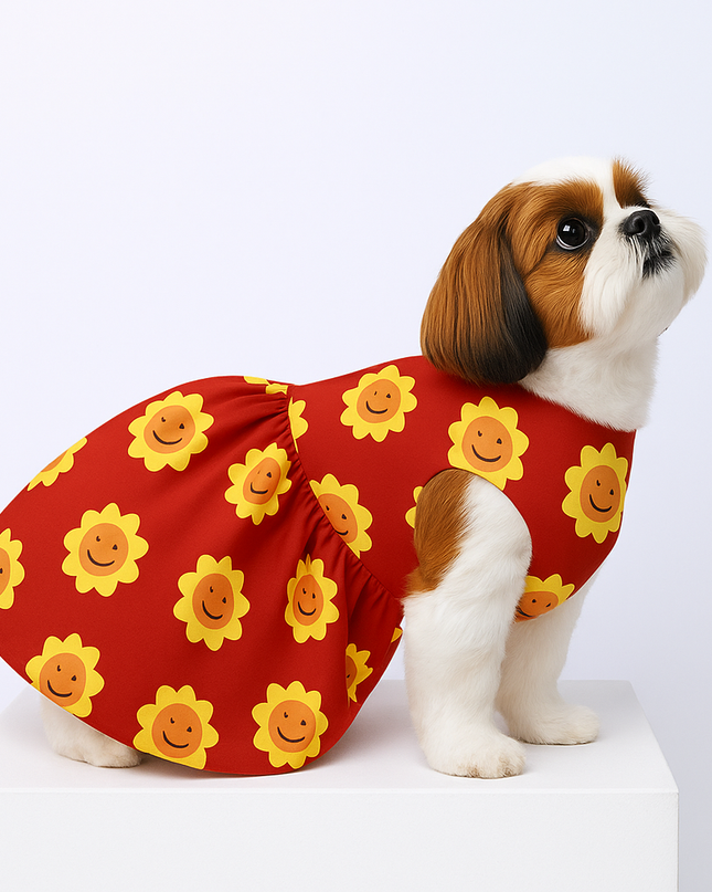 SMILING  SUNFLOWER DOG DRESS