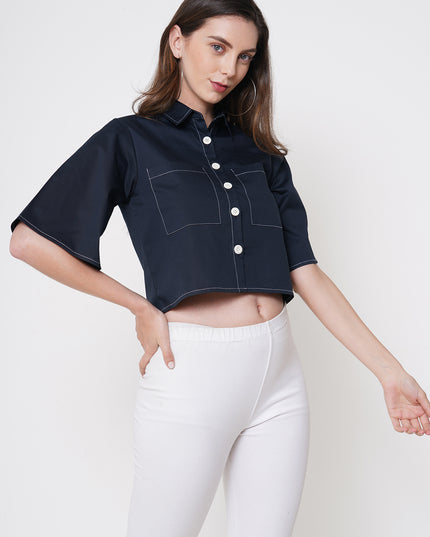 Contrast Crop Shirt