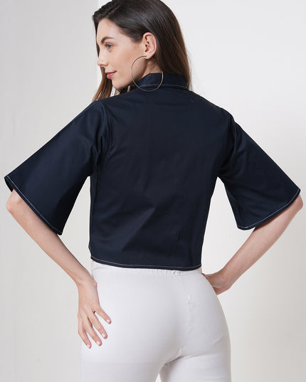 Contrast Crop Shirt