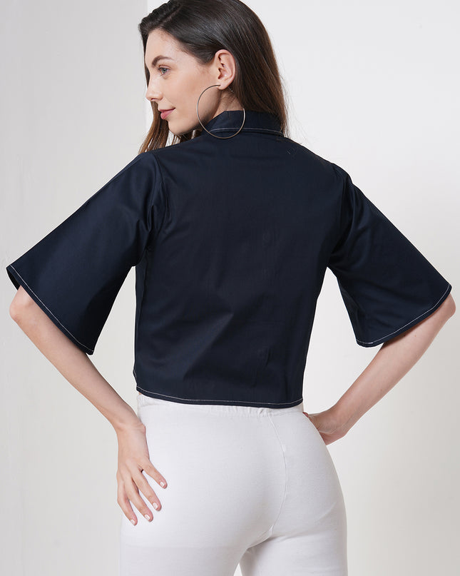 Contrast Crop Shirt